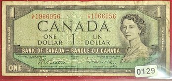 Canadian 1954 One Dollar Note Great Condition