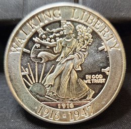 Rare 1916 U S Currency Walking Liberty Coin 1 Troy Ounce Pure Silver Excellent Condition