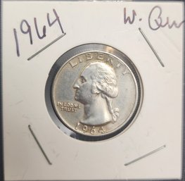 U S Currency 1964 Washington Quarter