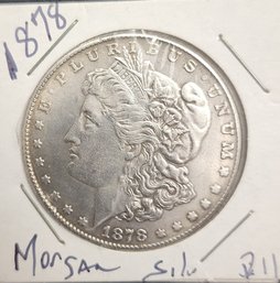 Rare U S Currency 1878 Morgan Silver Dollar In Outstanding Condition