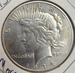U S Currency Rare 1934 Peace Dollar Excellent Condition