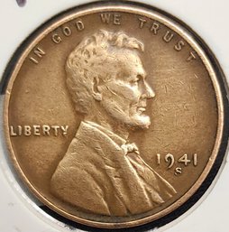 U S Currency Rare 1941 S Lincoln Wheat One Cent Coin