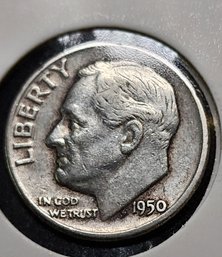 U S Currency Beautiful 1950 P Silver Roosevelt Dime