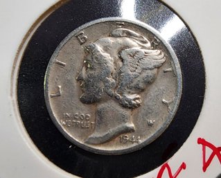 U S Currency 1944 Silver Mercury Dime