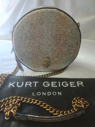 Kurt Geiger London Round Shoreditch Metal Combo Patent Leather Bag