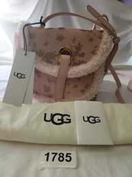 NWT Ugg Heritage Crossbody Purse Suede Pink Gold Lunar Sheepskin Cherry Blossom