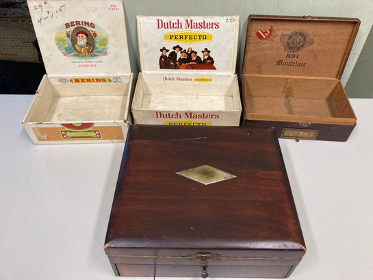 Group Lot Of Four Vintage Cigar Boxes
