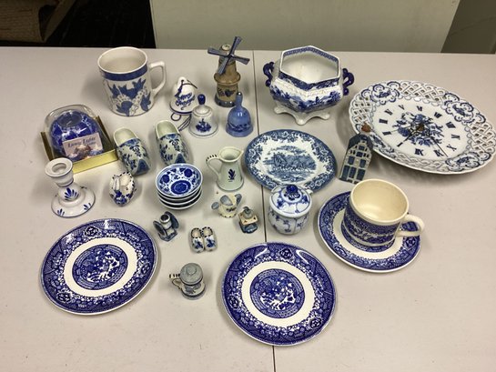Group Lot Blue And White Pieces Includes Delf