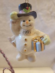 Lenox 1998 Snowman A Frosty Morning Annual Ornament - NEW IN BOX