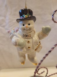 Lenox 2003 Snowman Skating Into The Holidays Annual Ornament - NEW IN BOX