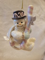 Lenox 2004 Snowman Candy Cane Christmas Annual Ornament- NEW IN BOX