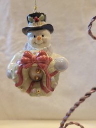 2008 Lenox Snowman Decorating For Christmas Annual Ornament - NEW IN BOX