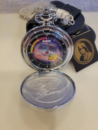 Franklin Mint Jeff Gordon #24 Pocket Watch With Chain And Leather Case Woth Belt Loop - NEW NEVER USED