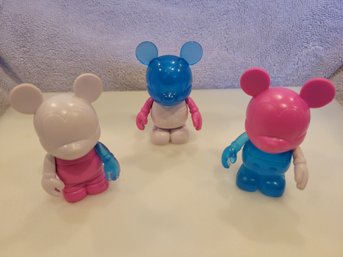 Disney Vinylmation Mickey Mouse 3' Figures Pink White Blue Pre-owned And Displayed