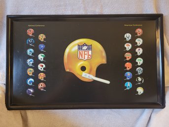 Vintage 1971 NFL Serving Tray With 13 National & American Conference Team Helmet Logos - Old Logos