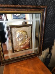 Framed Mirror Art Plaque Of Padre Pio Made In Italy