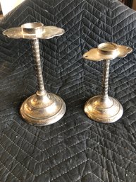 Vintage Pair Of Silver Plate Candlesticks