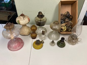 Group Lot Of Vintage Oil Lamps