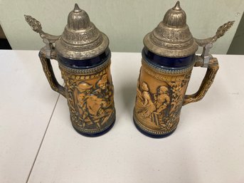 Two Vintage Gerz Steins With Lids Made In Germany