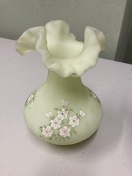Fenton Glass Vase Handpainted By S. Mullins