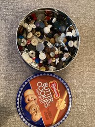 Cookie Tin Filled With Buttons