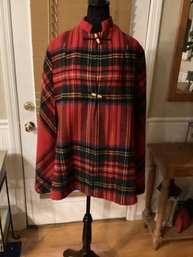 Scottish Wool Plaid Cape Coat