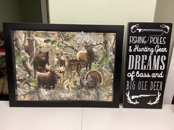Hunting And Fishing Frame And Sign