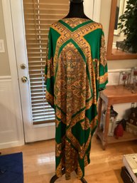 Kaftan Style Green And Gold Cover Up