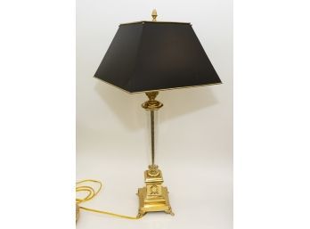 Brass And Textured Glass Table Lamp