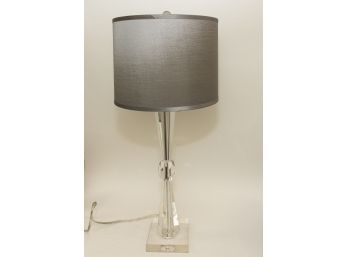 Glass Table Lamp With Grey Shade