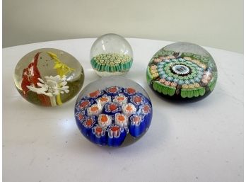 Set Of 4 Heavy Glass Ball Paper Weights