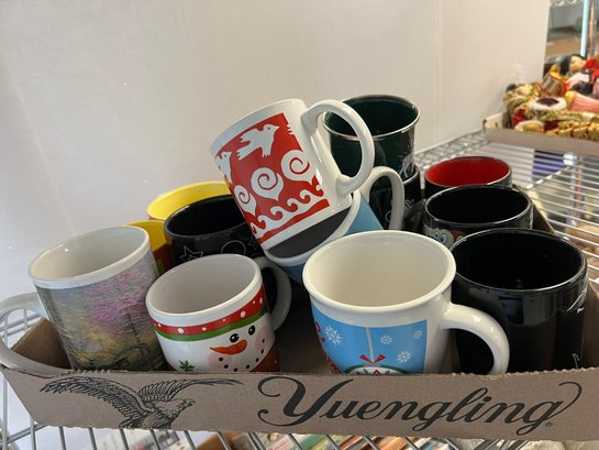AN/CR83  Box - 15 Assorted Coffee Mugs: Beatles, Disney, Ren & Stimpy, Christmas Etc