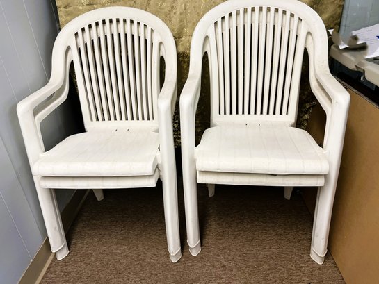 CRK5/RER 4pcs: White Outdoor Patio Armchairs By Grosfillex