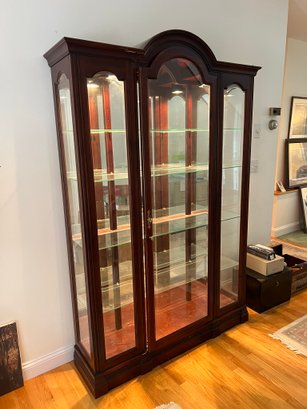 E/ Lovely Lighted Mirrored Wood Display Cabinet By Jasper Cabinet Co