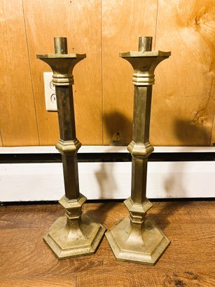 LF/ 2pcs - Large 20' Tall Brass Candlesticks By Rostand
