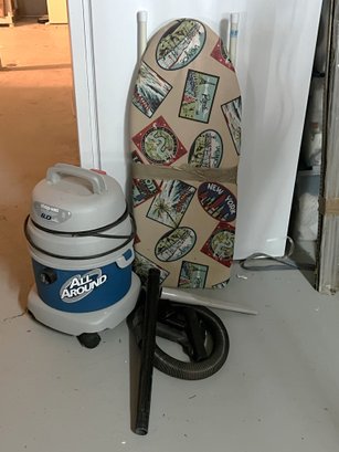 BL/ All Around 8Amp Shop Vac W Accessories Shown & Small Table Top Folding Ironing Board