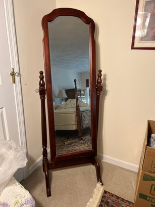 1B/ JO Wood Frame Cheval Mirror With Beveled Glass