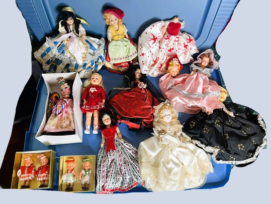 1B/ Bin - Assorted Vintage Collector Dolls - International Dress, W Germany, Mary Hartline Etc