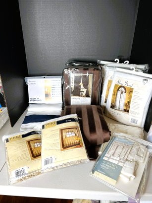 1B/ Box - Assorted Curtains: Shower, Swag, Valence, Panels Lot - Some New In Packages