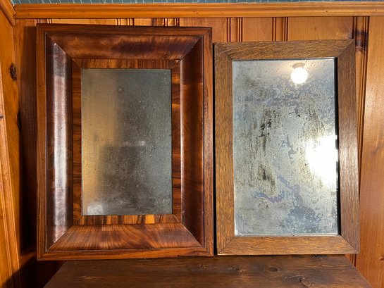 3B/ 2pcs - Vintage Dark Wood Framed Wall Mirrors