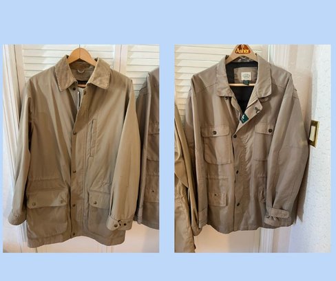 E/ 2 Men's Tan All Weather Size XL Coats Jackets - LLBean Tartan Plaid Lining & CH Bass Co Mesh Lining