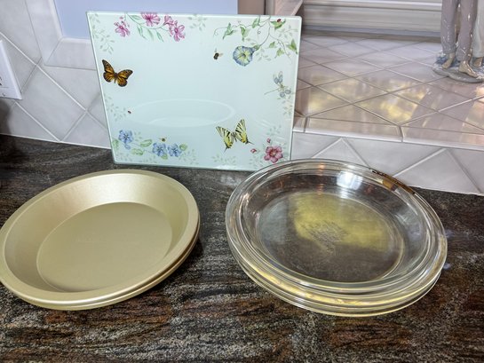 K/ 8pcs - Glass And Non-stick Pie Plates, Glass Cutting Board