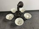 Beautiful Iron & Frosted Glass 5 Light Ceiling Fixture Chandelier