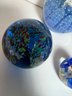 5 Gorgeous  Art Glass Assorted Paper Weights In Blue
