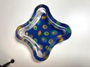 2 Colorful Whimsical Small Dishes - Deep Glass By Wild Eye Designs, Square Ceramic By All U Can Handle