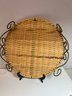 2 Serving Plates - Square Metal Southern Living Home & Wicker Round W Metal Handles China