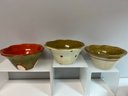 6 Assorted Earth Tone Pottery Bowls - 3 Larger W Handles, 3 Smaller Fluted, By Foreside, Countryside, Etc