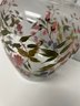 Very Pretty Hand Painted Pink Green Blue Florals On Clear Glass Vase