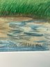 3 Pc Artwork - Mushrooms Champignons J Lowrey England 141, Seascape Lynda Goldberg 7/93, House Frame