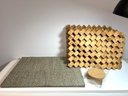 1 Set Round Cork Drink Coasters, 2 Sets Rectangle Placemats / 6 Cork Portugal & 10 Woven Plastic